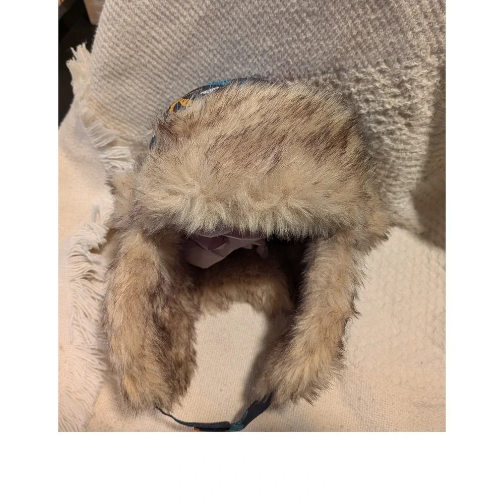 The Children's Place Dinosaur Trapper Hat Faux Fur Lined Ear Flaps Large 4T-5T